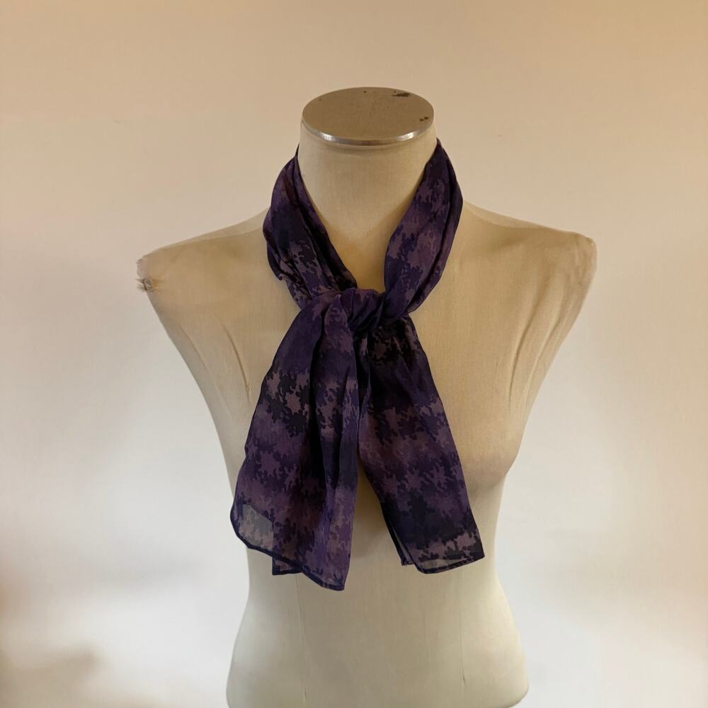 Purple Silk Neck Scarf Abstract Print Witchy Whimsygoth Fairy Grunge